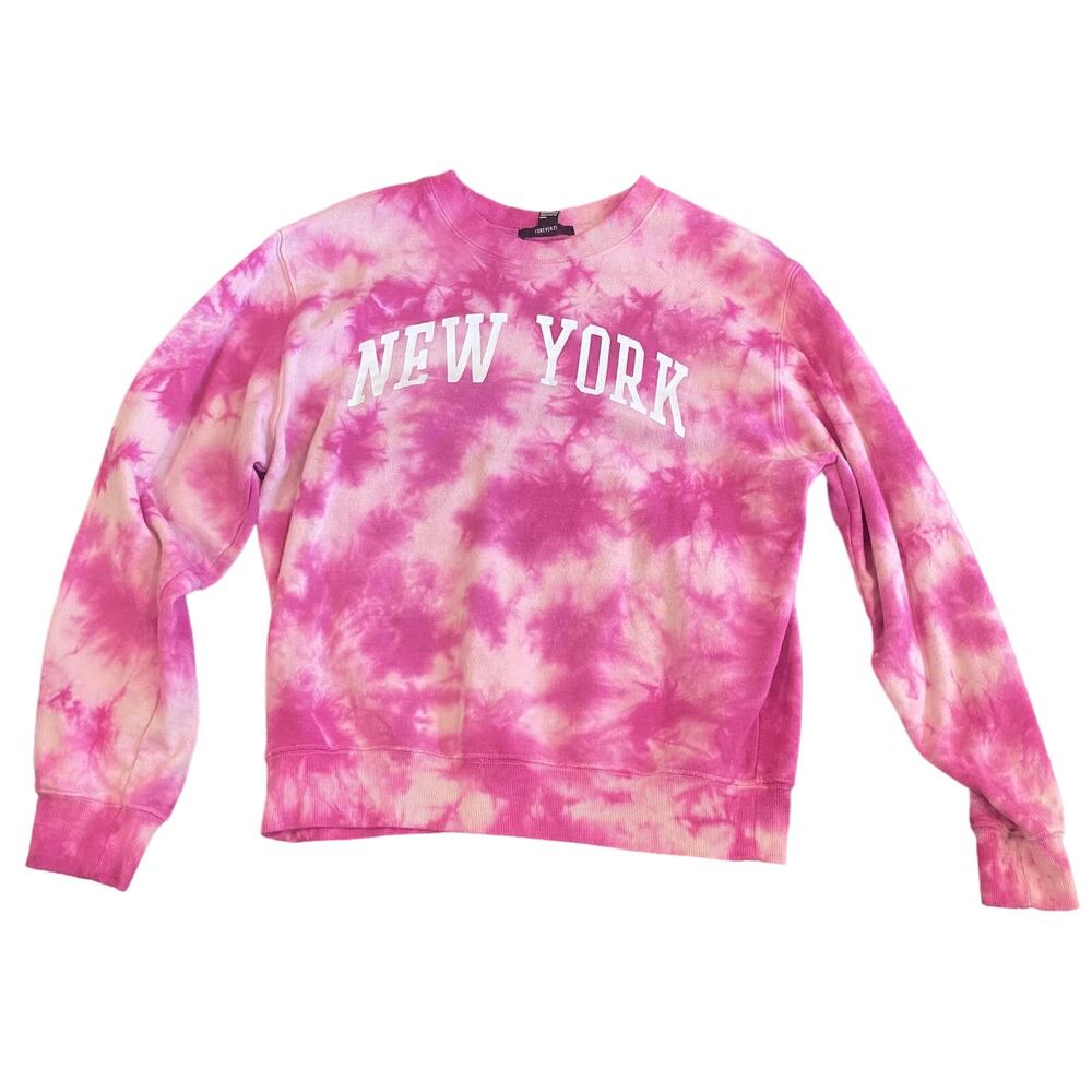Forever 21 Tie Dye New York Sweatshirt in Pink, Size L